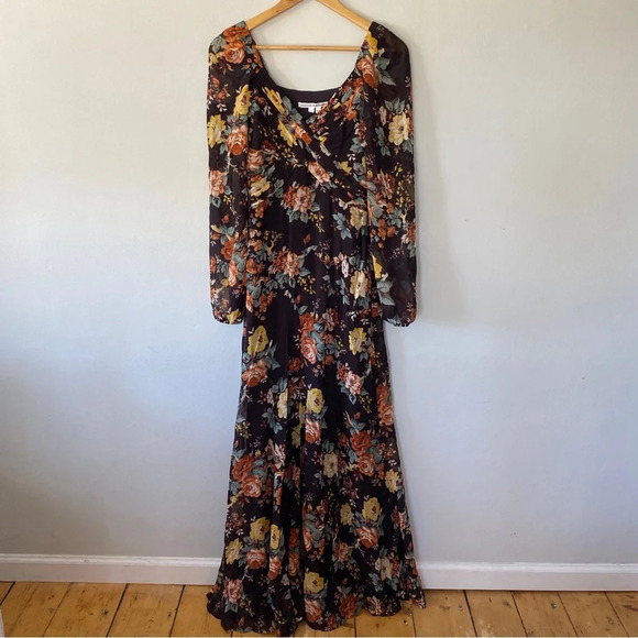 Veronica Beard Maxi Silk Floral Long-Sleeve Avani Dress Size 0 NWOT - Picture 8 of 9